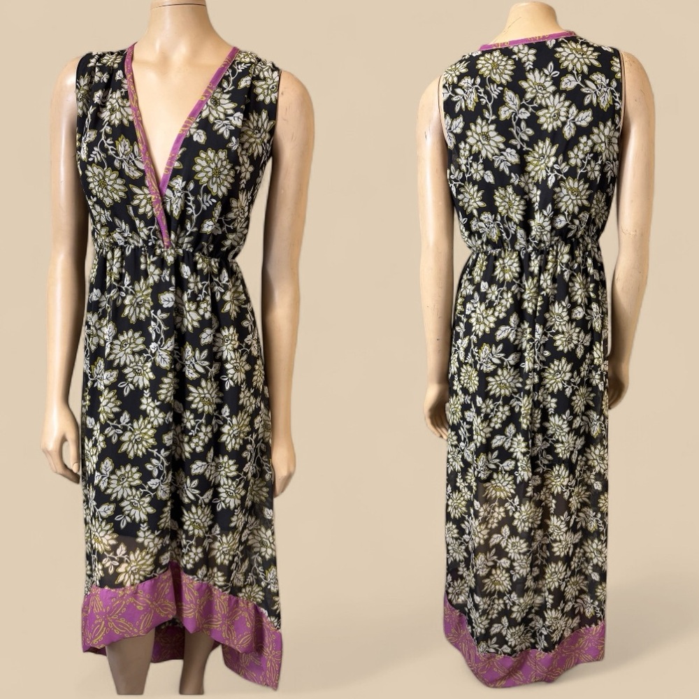 Sweet Pea Dress M Medium Hi Lo V Neck Sleeveless Mesh Sheer‎ Lined Vintage 2010